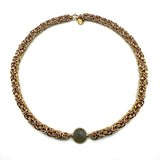 Collana Bizantina Dorata e pietra acciaio inossidabile