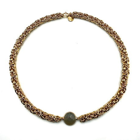 Collana Bizantina Dorata e pietra acciaio inossidabile