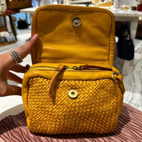 Borsa PIMMA intrecciata Senape