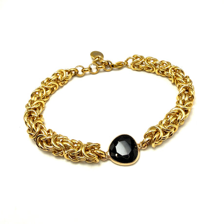 Bracciale Bizantina Dorata e pietra semipreziosa Black