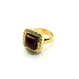 Anello quadrato Etrusco Cabochon Ottone e Giada