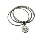 Bracciale rigido 5 fili con moneta Argento925