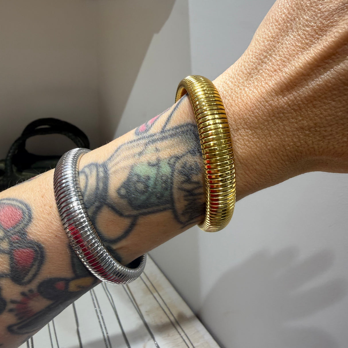 Bracciale Tubogas acciaio Dorato 1.2 cm