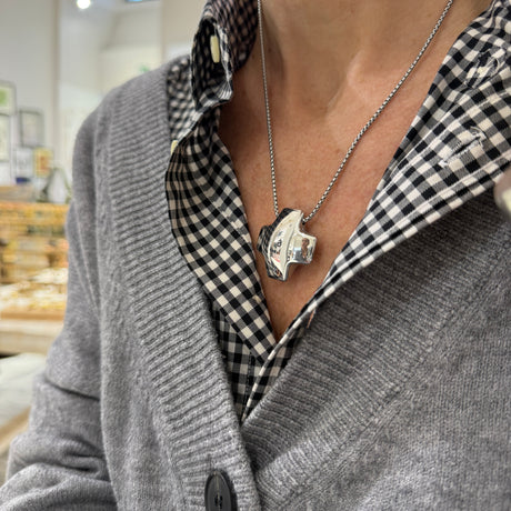 Collana Croce bombata acciaio inossidabile