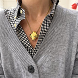 Collana Croce bombata acciaio inossidabile gold