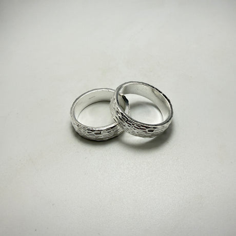 Coppia Fedi Martellate Argento925