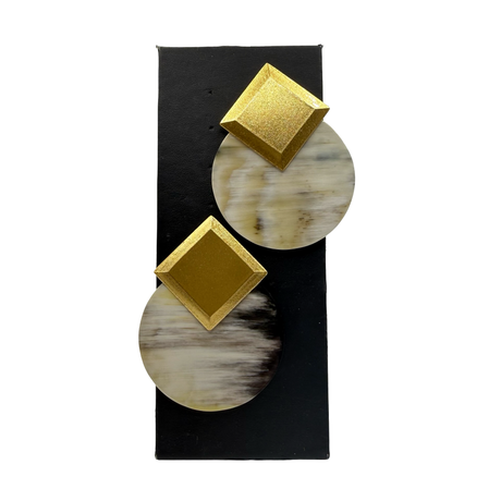 Orecchini geometrici in Corno e Argento925