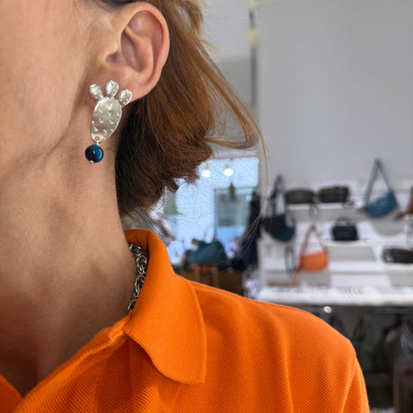 Orecchini Fico d'India Argento925 Occhio di Tigre Blu