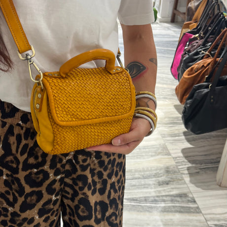 Borsa PIMMA intrecciata Senape