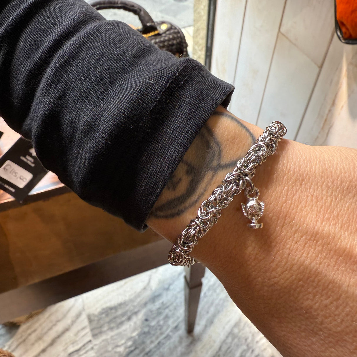 Bracciale Bizantina con Pumino Argento925