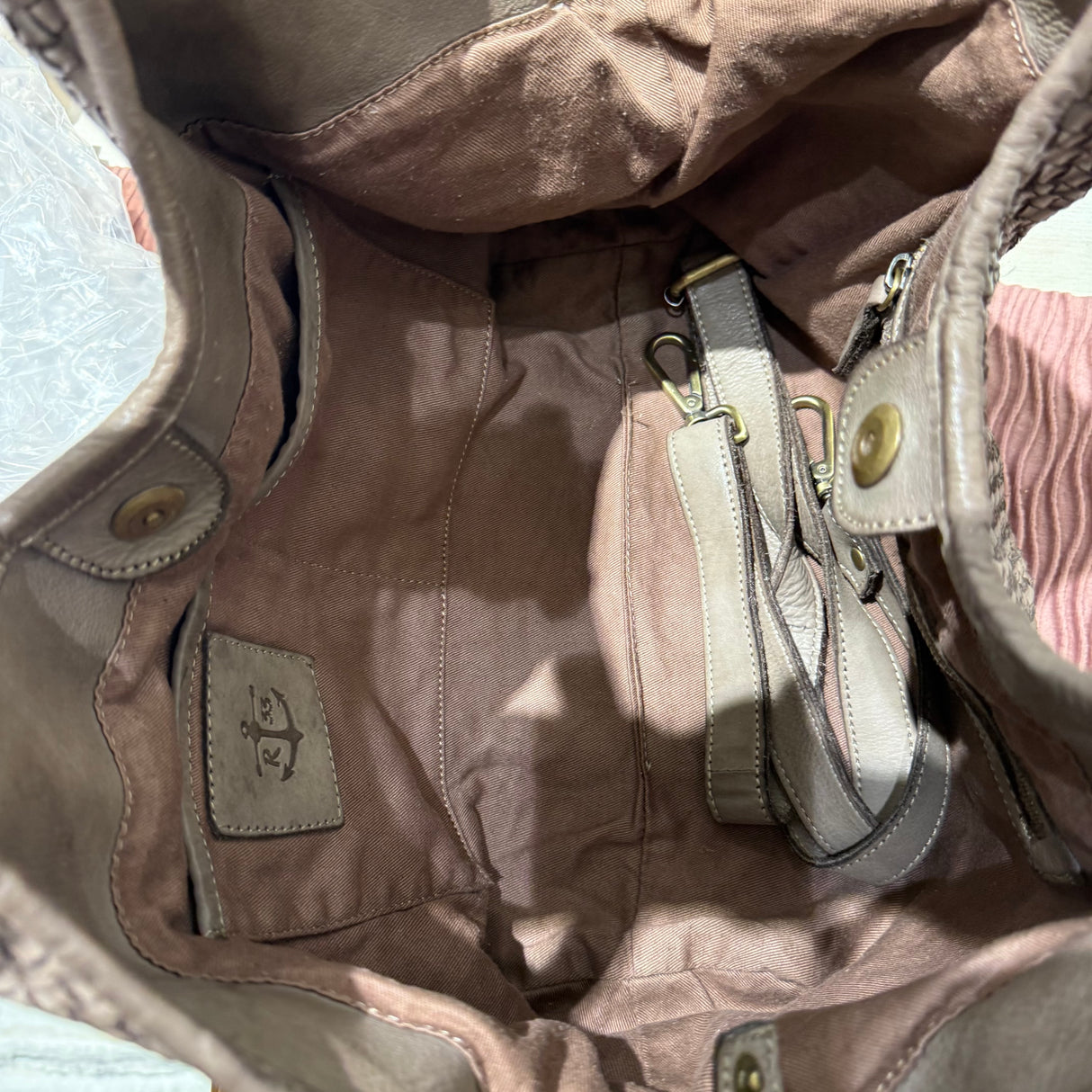 Borsa Shopper Harry intrecciata Taupe