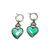 Orecchini Cuore sacro fiamma Verde Acqua
