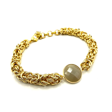 Bracciale Bizantina Dorata e pietra semipreziosa