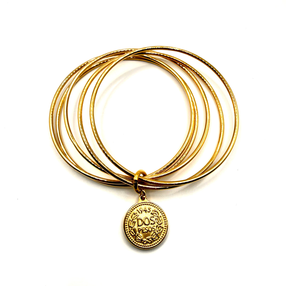 Bracciale rigido 5 fili con moneta