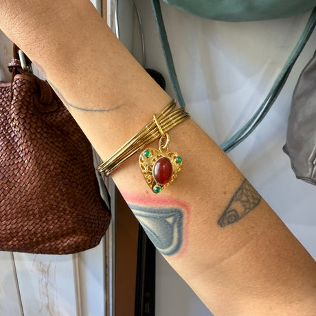Bracciale 5 fili Lanterna Cuore Corniola