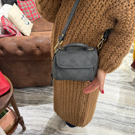 Borsa PIMMA intrecciata Grigio canna di fucile
