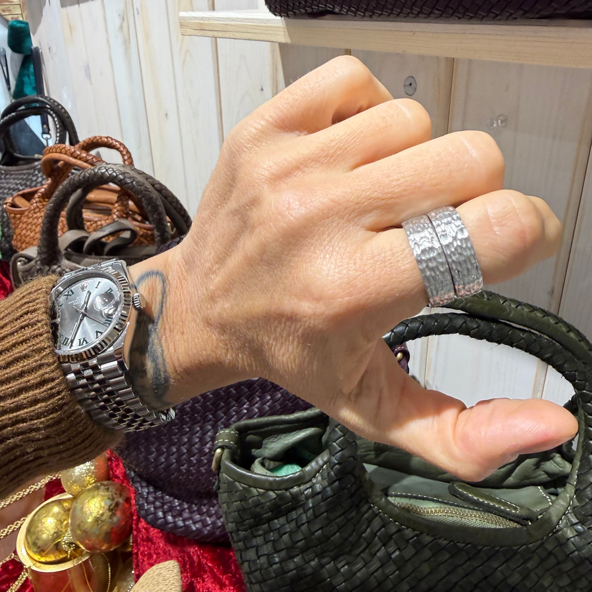 Coppia Fedi Martellate Argento925