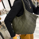 Borsa Shopper Harry intrecciata Verde Militare
