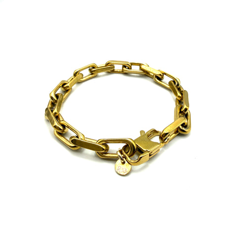 Bracciale maglia rolò rettangolo dorato acciaio inossidabile