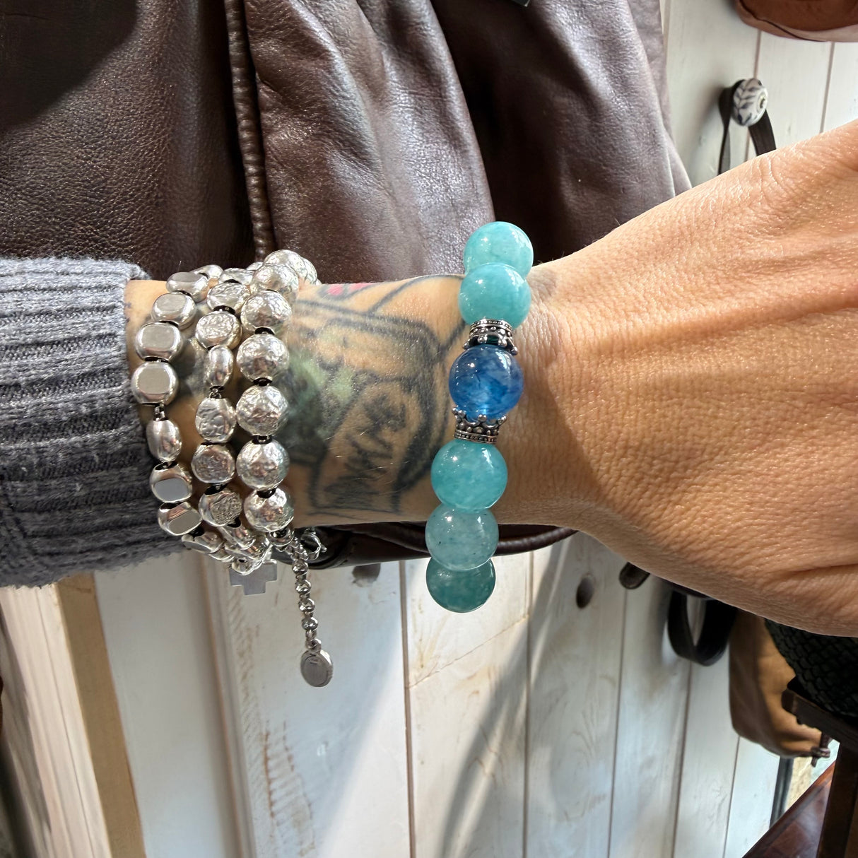 Bracciale Agata Celeste e Corone