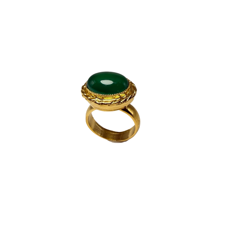 Anello ovale Etrusco Cabochon Ottone