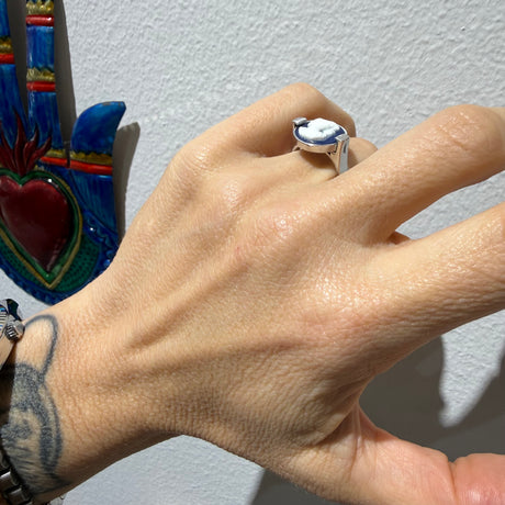 Anello Cammeo Blu Slim 2 Argento925