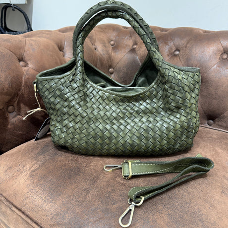 Borsa Intreccio Anita Verde Militare