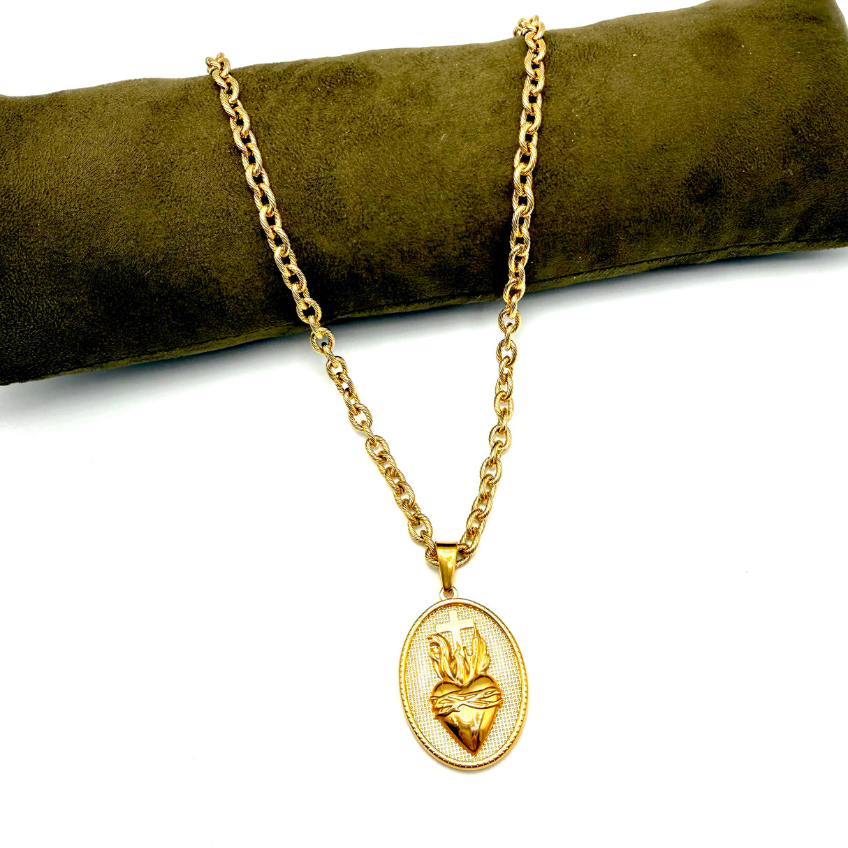 Collana Medaglia Ex voto dorato acciaio inossidabile