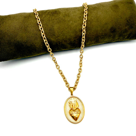Collana Medaglia Ex voto dorato acciaio inossidabile