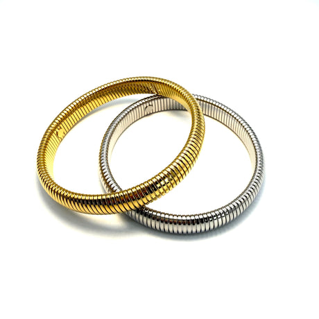 Coppia Bracciali Tubogas acciaio Silver e Dorato