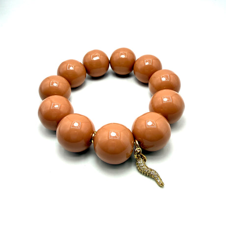 Bracciale resina Rosa Antico con charms Corno Dorato