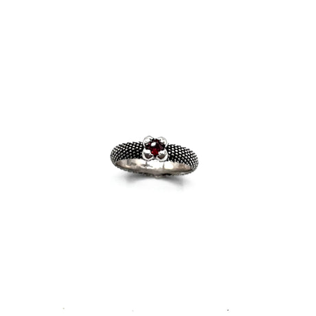 Anello Nagini puntinato pietra Rossa Argento925