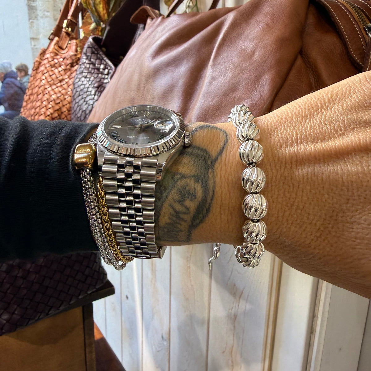 Bracciale Sfere ritorte big Argento925 Corno