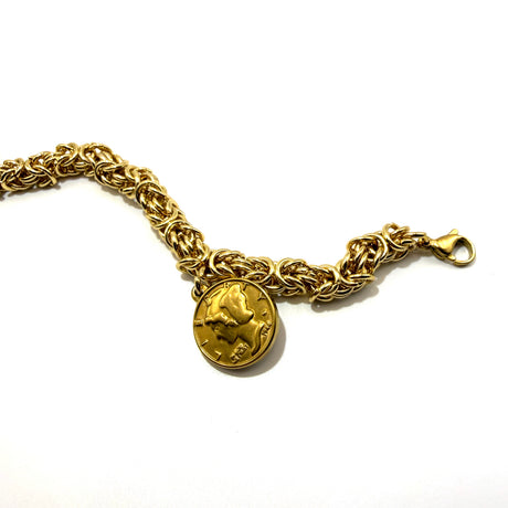 Bracciale Bizantina con Moneta Dorato