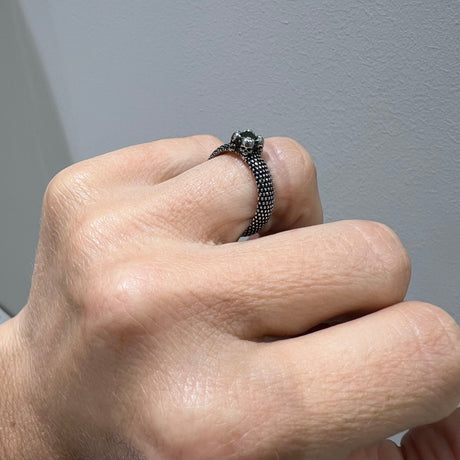 Anello Nagini puntinato pietra Verde Argento925