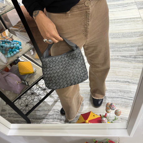 Borsa Mirtilla Small intrecciata Grigio Chiaro
