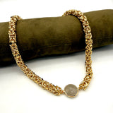 Collana Bizantina Dorata e pietra acciaio inossidabile
