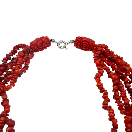 Collana Multifili Corallo Bamboo