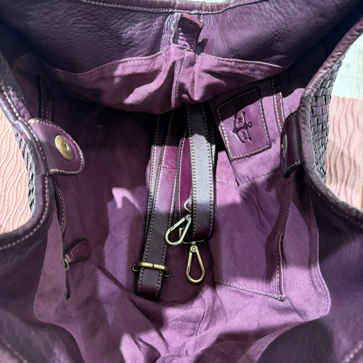 Borsa Shopper Harry intrecciata Borgogna