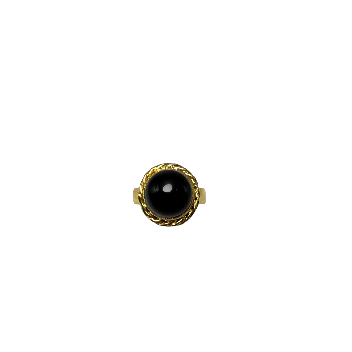 Anello rotondo Etrusco Cabochon Ottone e Onice