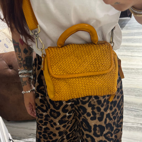 Borsa PIMMA intrecciata Senape