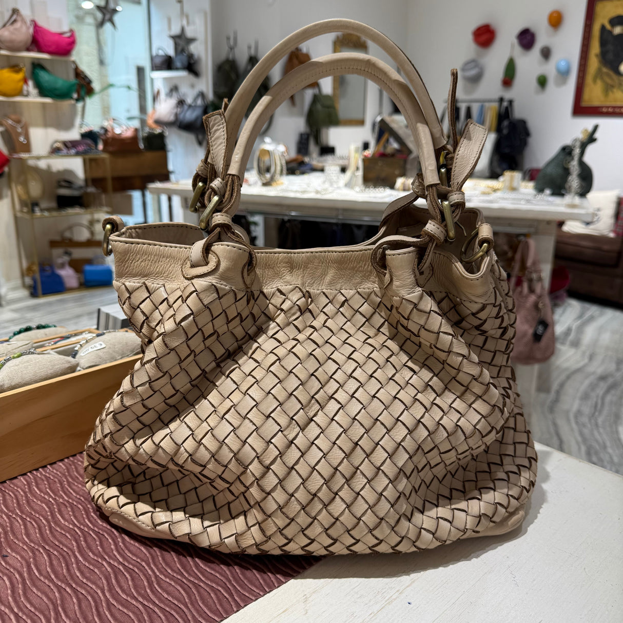 Borsa Intreccio Small Crema