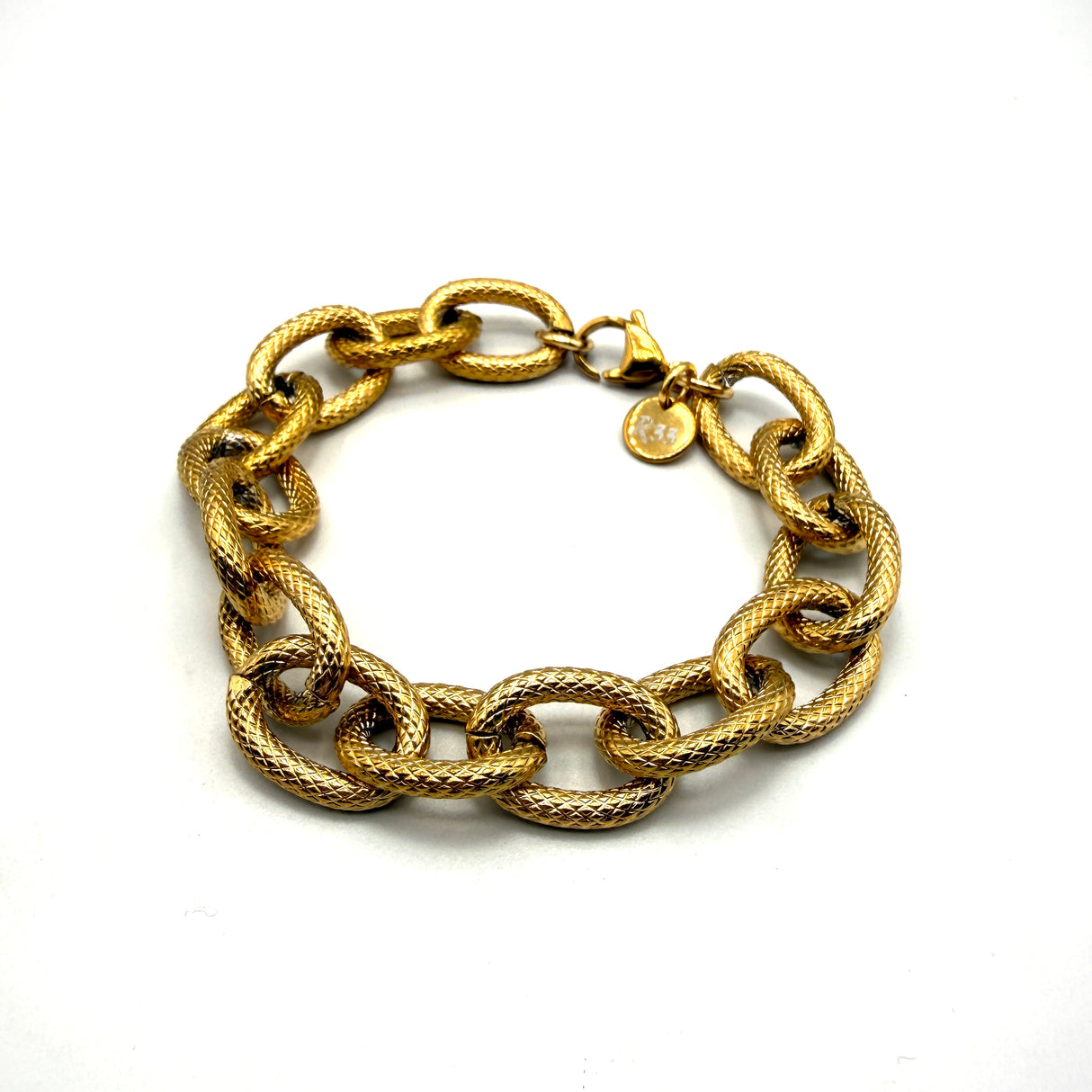 Bracciale Rolò martellato dorato in acciaio inossidabile