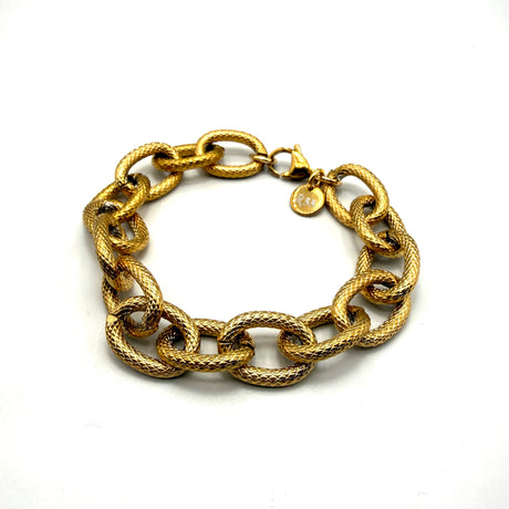 Bracciale Rolò martellato dorato in acciaio inossidabile