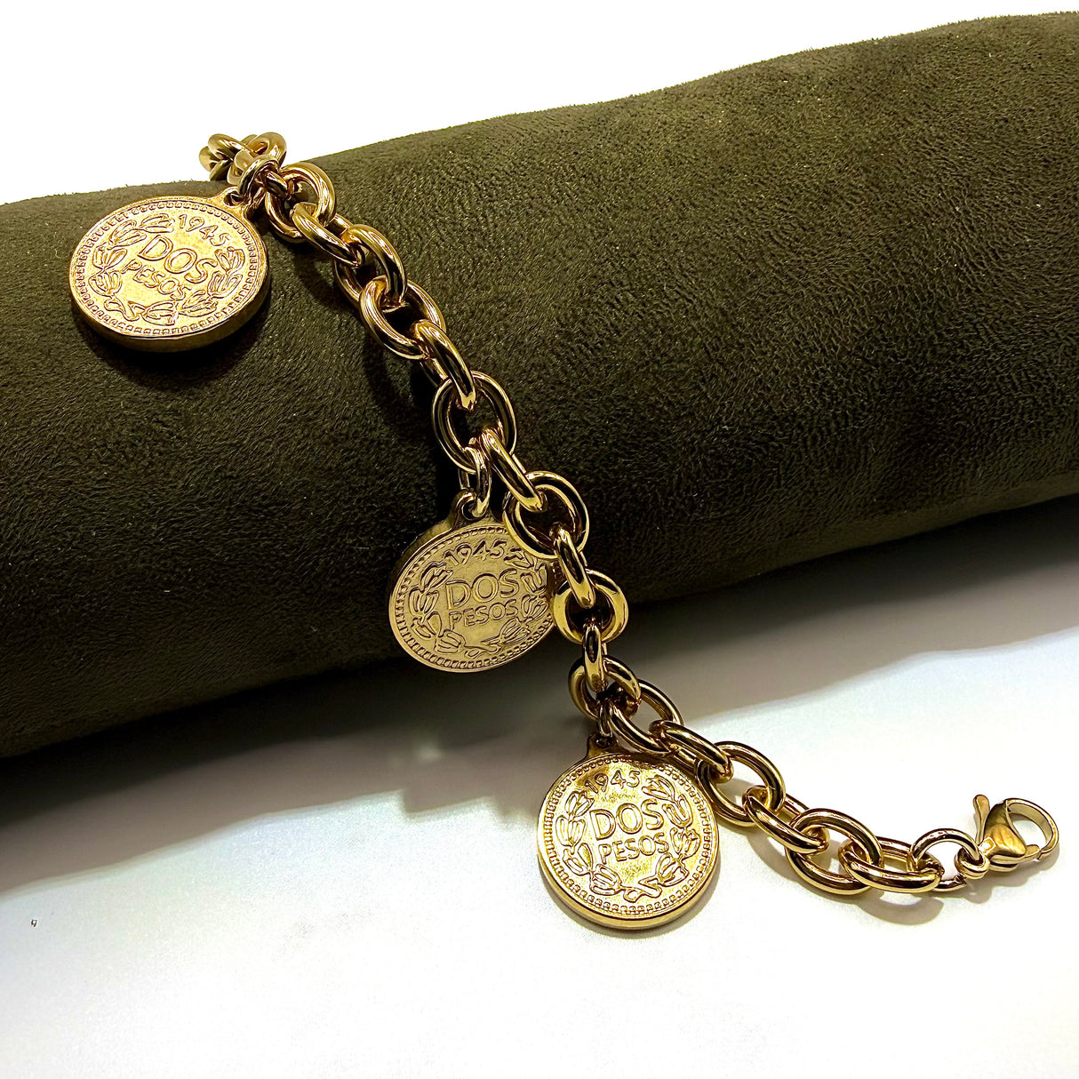 Bracciale monete rolò dorato