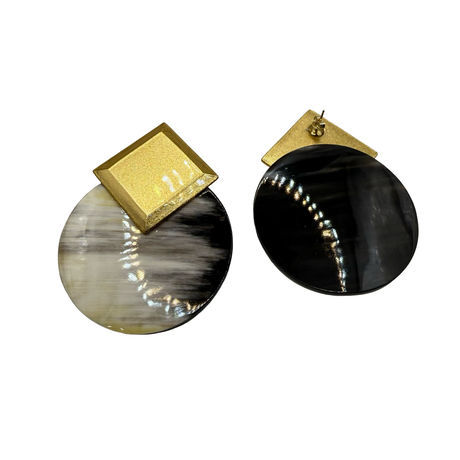 Orecchini geometrici in Corno e Argento925