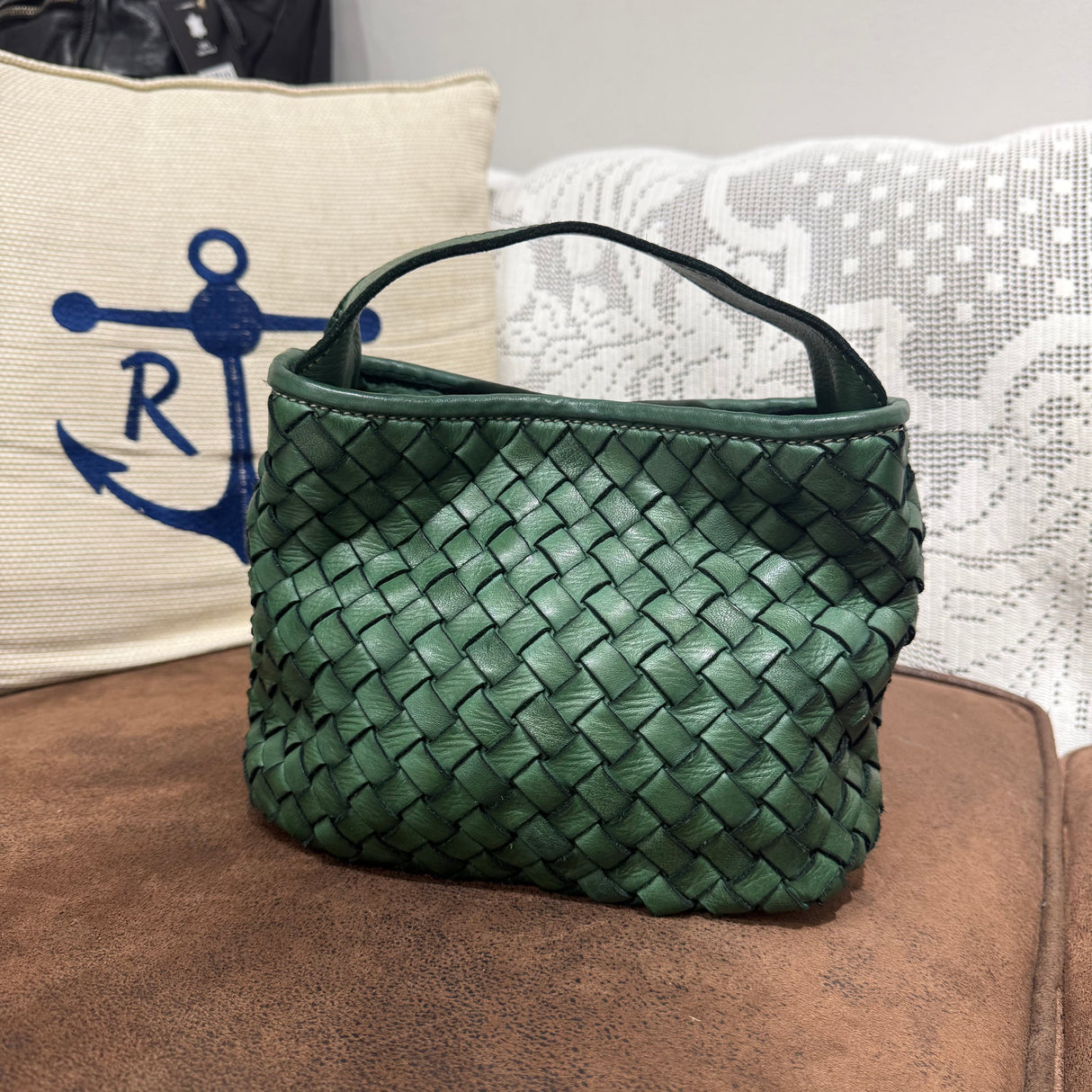 Borsa Mirtilla Small intrecciata Verde Foresta