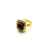 Anello quadrato Etrusco Cabochon Ottone e Giada