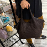 Borsa Shopper Harry intrecciata Testa di Moro