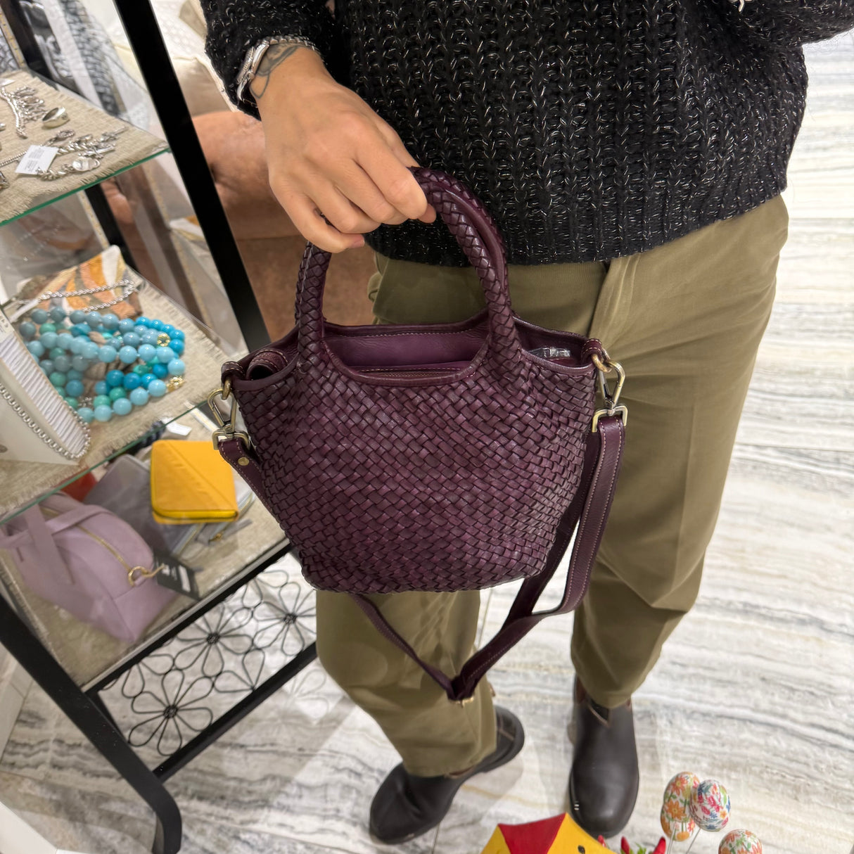 Borsa cestino Hermione small Borgogna